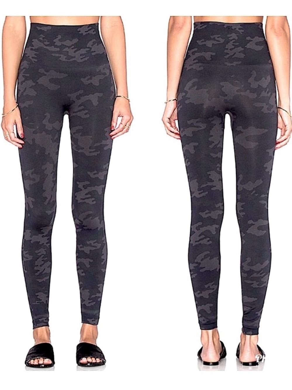 SPANX Black Charcoal Camo High-Rise Leggings